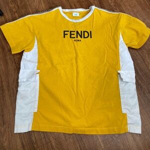 FENDI ROMA for kids Yellow/ Logo T-Shirt  Medium